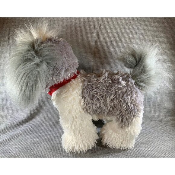 BAB Build a Bear Promise Pet Shih Tzu Puppy Plush Red Collar Gray White Dog - Picture 5 of 12